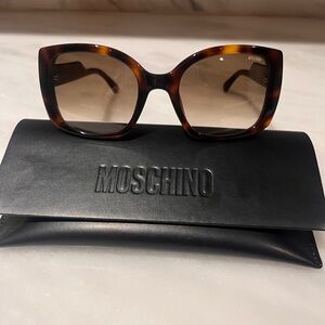 Moschino Brown Tortoise Square Sunglasses